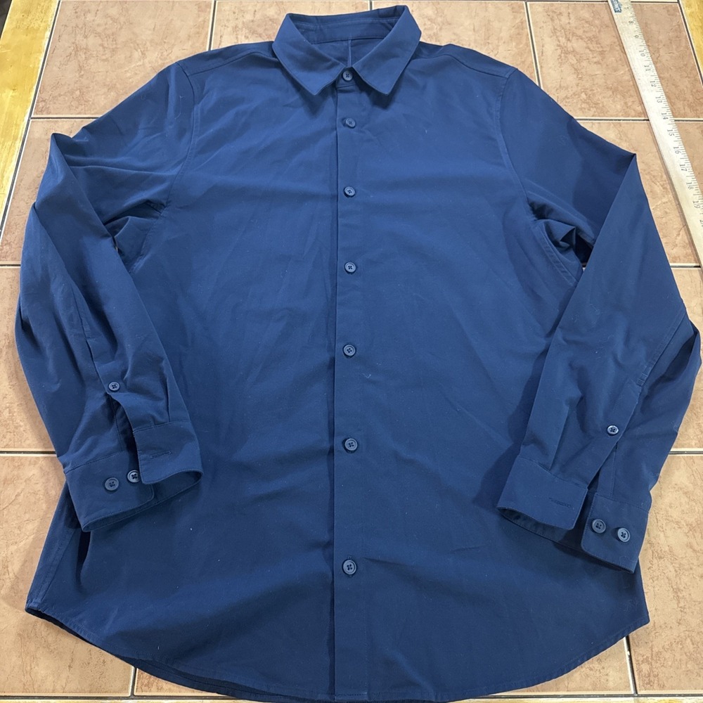 Lululemon Shirt‎ Mens Sz Med Solid Blue Commission Button Up Long Sleeve Casual